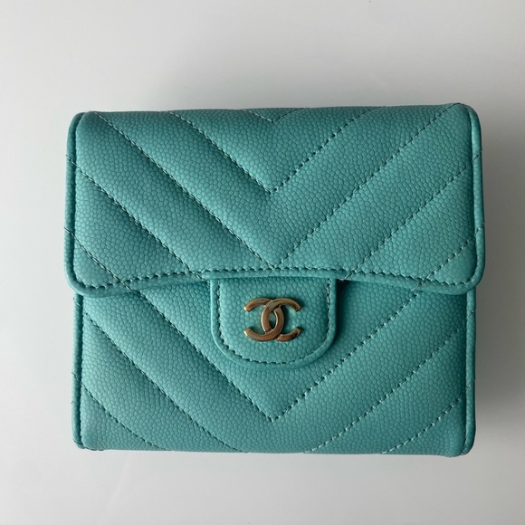 SOLD ❌ Authentic Tiffany Blue Chanel Classic Flap Small Wallet - Picture 2 of 8